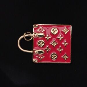 Red Upcycled Designer Charm, Gold